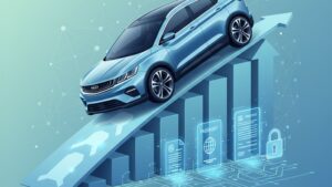 Современная иллюстрация на тему автокредита Geely Cool в Челнах, чистый стиль.