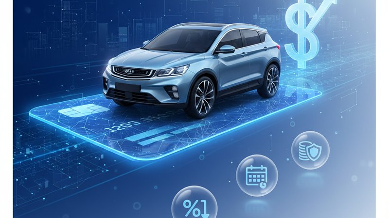 Современная иллюстрация для статьи о кредитах на автомобили Geely Cool в Челнах.